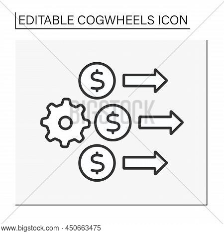 Cashflow Line Icon. Investing Money In Profitable Business. Cogwheels Concept. Isolated Vector Illus