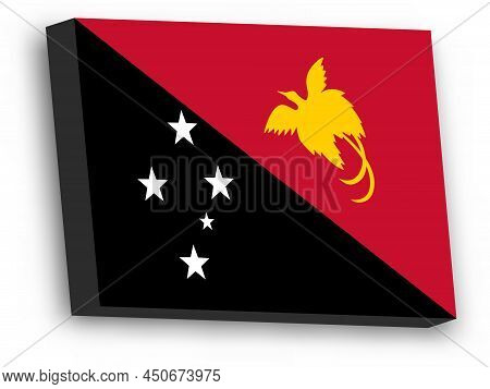Papua New Guinea Flag - 3d Vector Rectangular Block With Dropped Shadow.