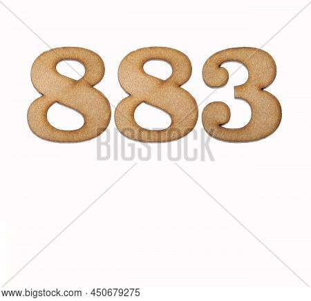 Number 883 In Wood, Isolated On White Background