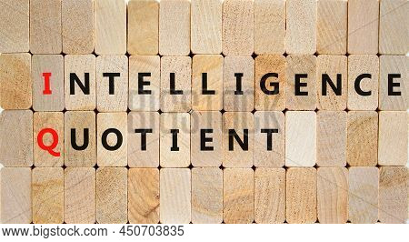 Iq Intelligence Quotient Symbol. Concept Words Iq Intelligence Quotient On Wooden Blocks On A Beauti