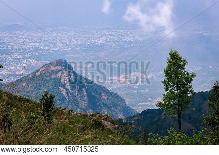Scenic View Of The Landscape Of The Plains And The Salem City From A View Point In Yercaud, Tamil Na