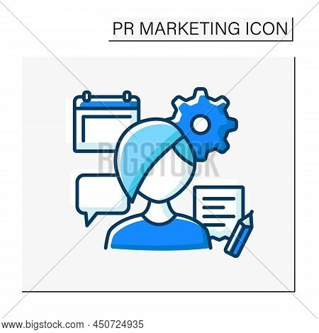 Event Manager Color Icon. Person Responsible For Coordinating And Arranging Events, Parties, Press C