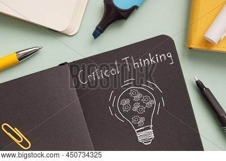 Critical Thinking Is Shown On The Photo Using A Text And Picture Of Lamp