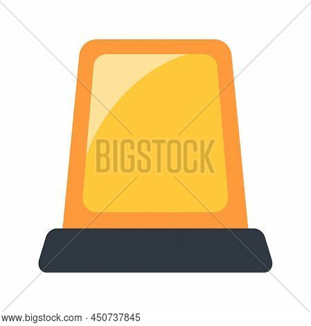 Yellow Emergency Siren In Flat. Police Car Siren. Orange Danger Lamp.