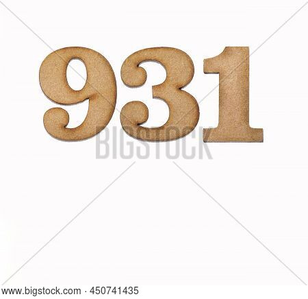 Number 931 In Wood, Isolated On White Background
