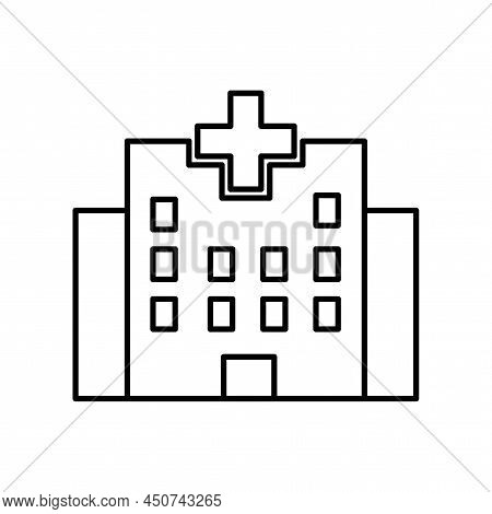 Hospital In Flat Style. Medical Treatment. Human Health Medical Pictogram. Vector Illustration. Stoc