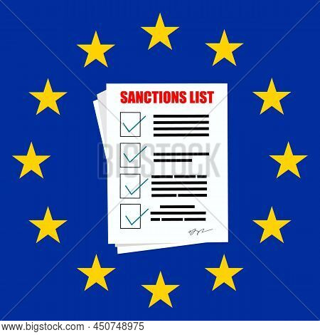 List Of Sanctions Against The Background Of The European Union. Prohibition, Restriction Checklist S