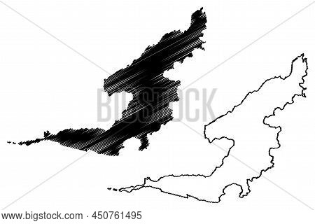 Bequia Island (saint Vincent And The Grenadines, Cenrtal America, Caribbean Islands) Map Vector Illu