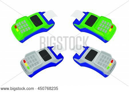 Vector Set 4 Green Blue And Gray, Edc Machine, Isolated On White.