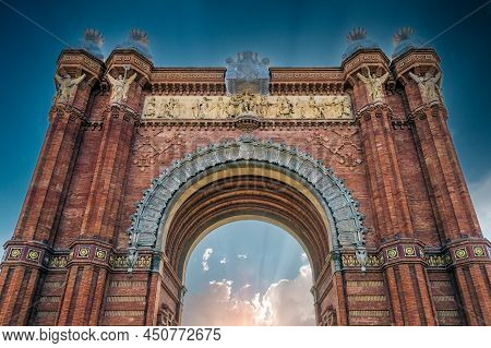 Barcelona, Spain - February 27, 2022: The Arc De Triomf, A Triumphal Arch Built By Architect Josep V