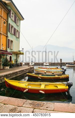 Castelletto Di Brenzone, Italy - December 27th 2021. Winter At The Castelletto Di Brenzone Waterfron