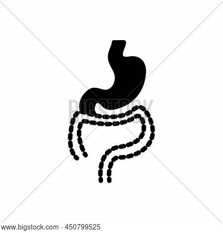 Black Solid Icon For Tract System Digestive Intestine Organ Stomach Gastro Anatomy