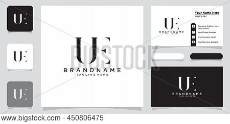 Initial Letter Ue Logo Design Vector Template With Business Card Design