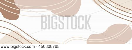 Abstract Background In Minimal Trendy Style. Beige Desihn Layout Template With Copy Space For Text. 