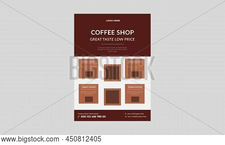 Coffee Shop Flyer Template, Cafe Promotion Flyer Poster Design. Cafe In Town Flyer Design Template.