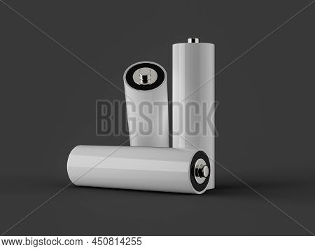 Aa Size Battery Isolated On White Background Blank Rechargeable Battery Aa Or Aaa Size 3d Illustrati
