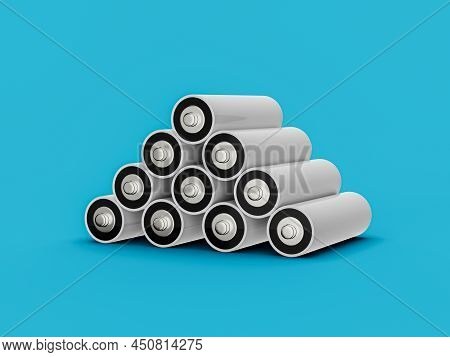 Aa Size Battery Isolated On White Background Blank Rechargeable Battery Aa Or Aaa Size 3d Illustrati