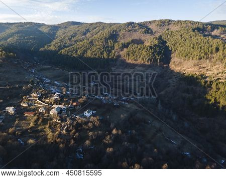 Aerial View Of Village Of Dolen With Authentic Nineteenth Century Houses, Blagoevgrad Region, Bulgar