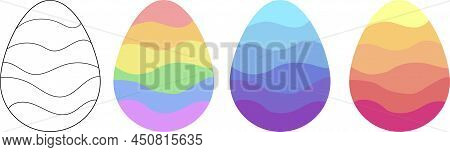 Painted Colorful Vector Easter Eggs Linear Set