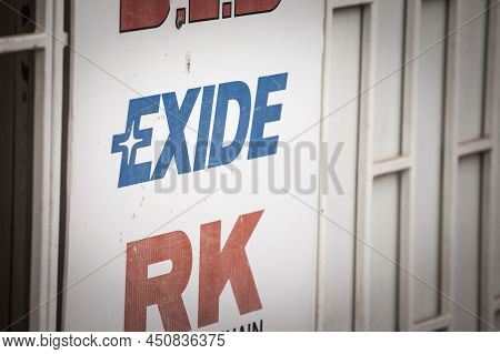 Belgrade, Serbia - March 21, 2021: Selective Blur On An Exide Logo In Front Of A Retailer In Belgrad