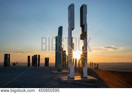 Bottrop, Germany - April 27, 2021: Haniel Tip, Landmark Of Ruhr Metropolis Against Sky On April 27, 