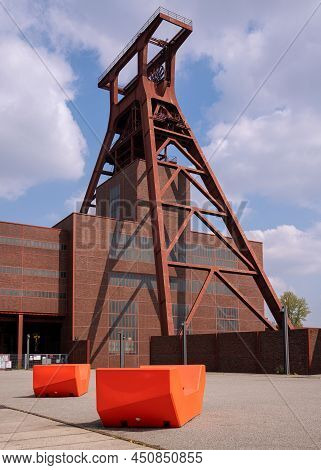 Essen, Germany - April 20, 2021: Zeche Zollverein, Industrial Heritage Of Ruhr Metropolis On April 2
