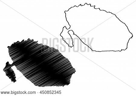 Froson Island (kingdom Of Sweden) Map Vector Illustration, Scribble Sketch Frösön Map