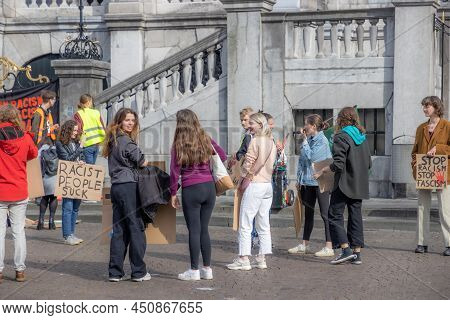 Maastricht, South Limburg, Netherlands. March 13, 2022. Protest: No Racism, No Fascism In The Counci