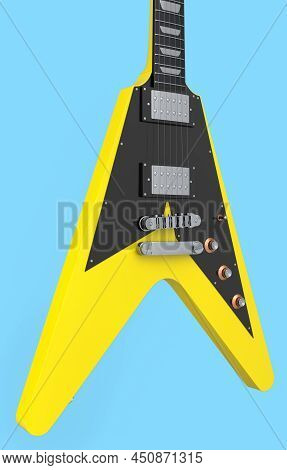 Close-up Electric Acoustic Guitar Isolated On Blue Background.