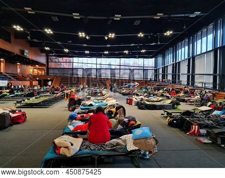 March 4, 2022, Krakow, Poland, Camp For Refugees From Ukraine.temporary Shelter For Women And Childr