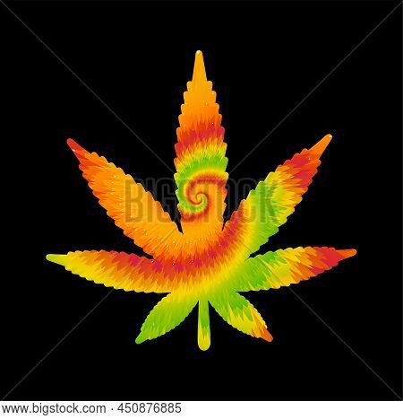 Tie Dye Psychedelic Surreal Weed Leaf.vector Tiedye Cartoon Character Illustration Logo Art. Groovy 