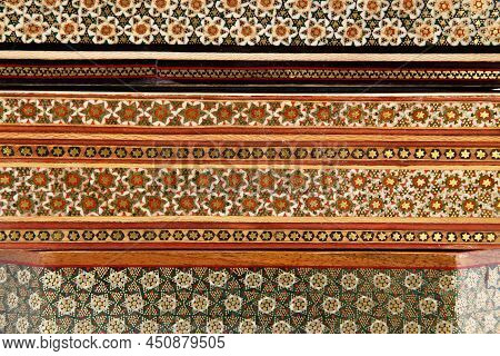 Geometrical Structure Of Traditional Persian Mosaic Technics Khatam. Abstract Background.