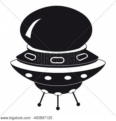 Ufo Icon, Spacecraft Of Alien. Vector Flat Black Color Style