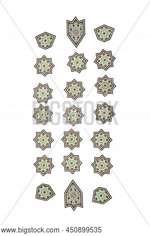 Khatam Pieces, Traditional Iranian Mosaic Technique. Isfahan, Iran. Abstract Background.