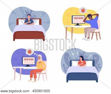 Intense Panic Episode 2d Vector Isolated Illustration. Mental Disorder Flat Characters On Cartoon Ba