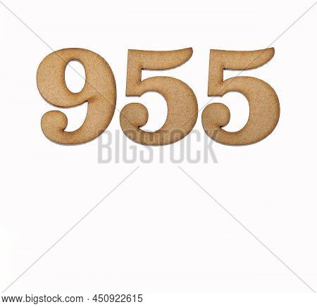 Number 955 In Wood, Isolated On White Background
