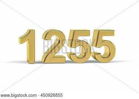 Golden 3d Number 1255 - Year 1255 Isolated On White Background - 3d Render