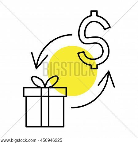 Dollar Gift. Cashback Sign. Money Guarantee. Vector Illustration. Stock Image.