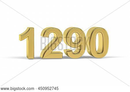 Golden 3d Number 1290 - Year 1290 Isolated On White Background - 3d Render