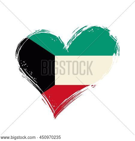 Kuwaiti Flag Heart-shaped Grunge Background. Vector Illustration.