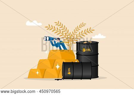 Commodities Price For Trading And Investment, Agriculture Rice, Crude Oil And Precious Gold Vision, 