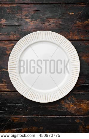 Rustic Plate Set With Copy Space For Text Or Food With Copy Space For Text Or Food, Top View Flat La