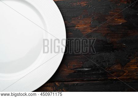 Empty White Plate Porcelain Set With Copy Space For Text Or Food With Copy Space For Text Or Food, T