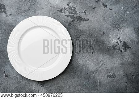 White Plate Empty Utensil Set With Copy Space For Text Or Food With Copy Space For Text Or Food, Top