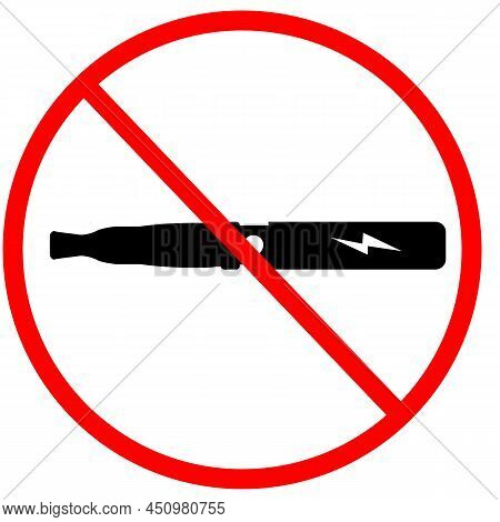 Electronic Cigarette Ban Icon On White Background. No Smoking Electronic Cigarettes Sing. No Vaping 