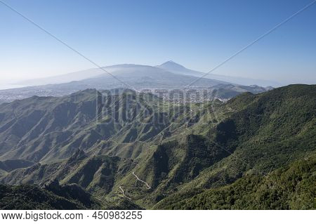 Panoramic View On Green Mountains Of Anaga National Park, North Of Tenerife, Canary Islands, Spain
