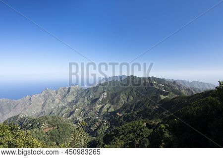 Panoramic View On Green Mountains Of Anaga National Park, North Of Tenerife, Canary Islands, Spain