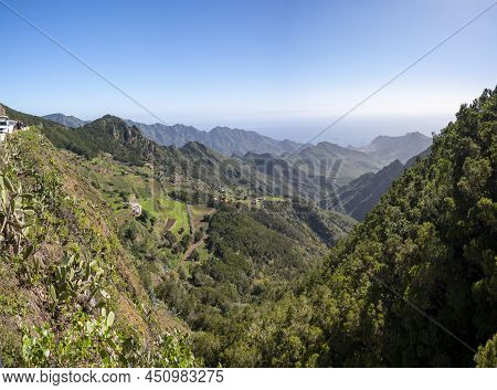 Panoramic View On Green Mountains Of Anaga National Park, North Of Tenerife, Canary Islands, Spain