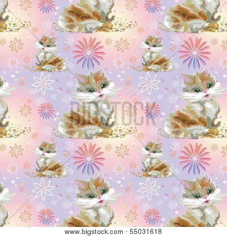 Abstract Seamless Texture With  Kitten