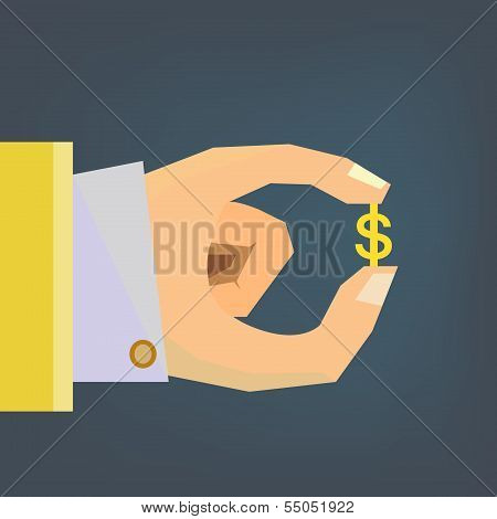 Hand holding Dollar Money symbol Financial Business concept trendy style in vector